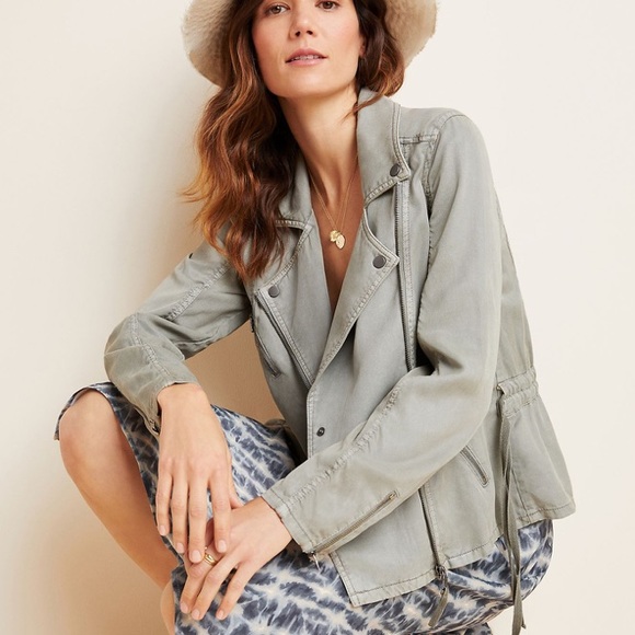 Anthropologie Jackets & Blazers - NWT Anthropologie Moto Army Green Jacket